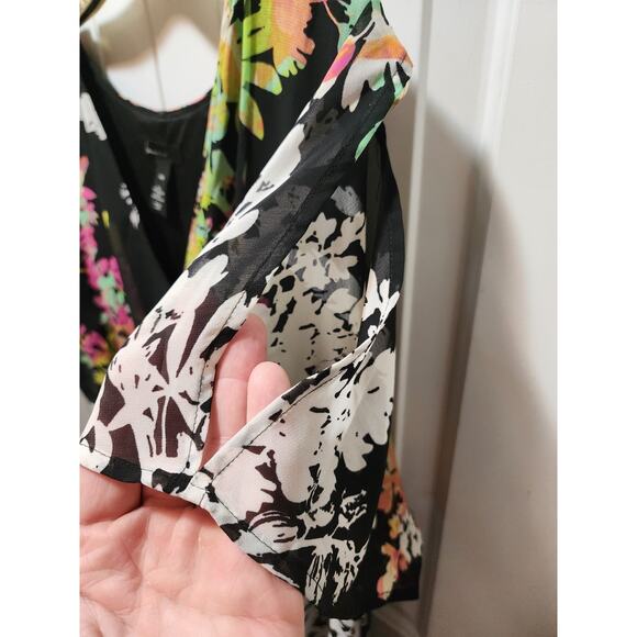 Lane Bryant Black Floral Maxi Dress Women's 18/20 Empire Waist Flutter Sleeve - Picture 3 of 9